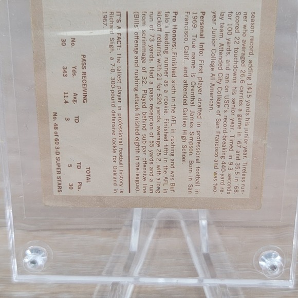 1969 Topps O J Simpson Buffalo Bills NFL Football Autographed Card - Picture 6 of 6